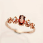 S925 Sterling Silver Garnet Inlaid Women's Ring
