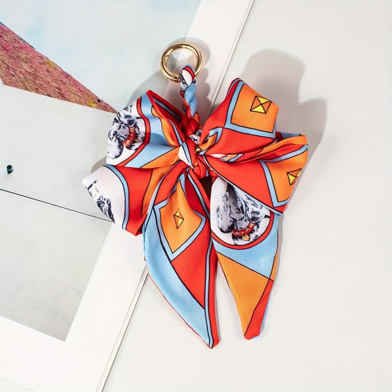 Stylish Red & Paisley DIY Bow Bag Chain for Handbag and Purse Decoration