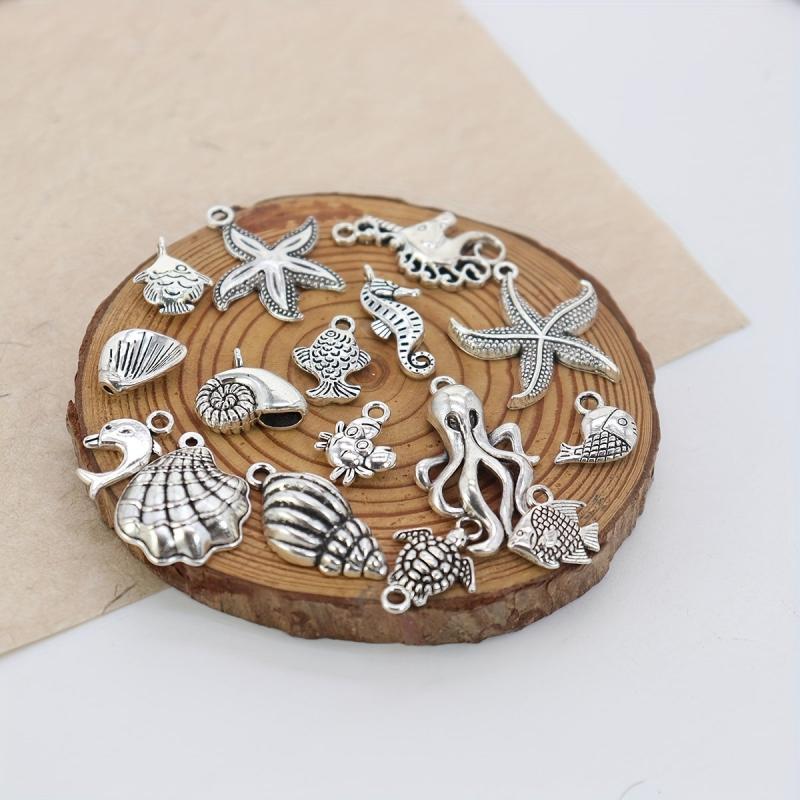 Mixed Alloy Sea Creatures Pendants for DIY Crafting