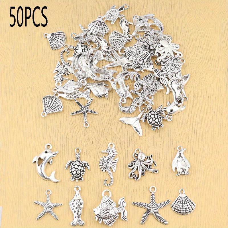 Mixed Alloy Sea Creatures Pendants for DIY Crafting