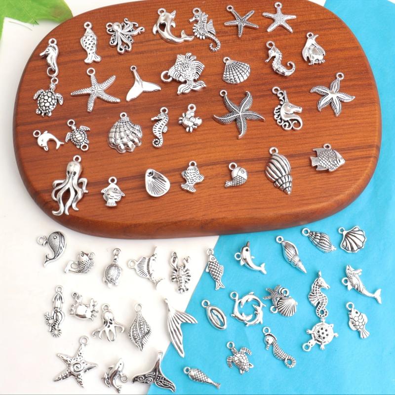 Mixed Alloy Sea Creatures Pendants for DIY Crafting