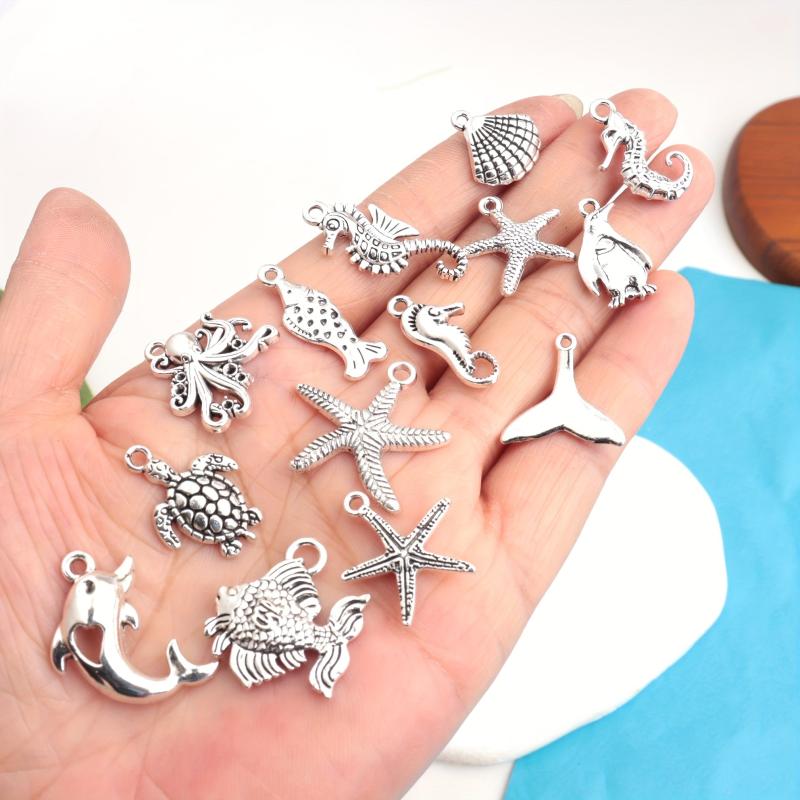 Mixed Alloy Sea Creatures Pendants for DIY Crafting