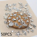 Mixed Alloy Sea Creatures Pendants for DIY Crafting