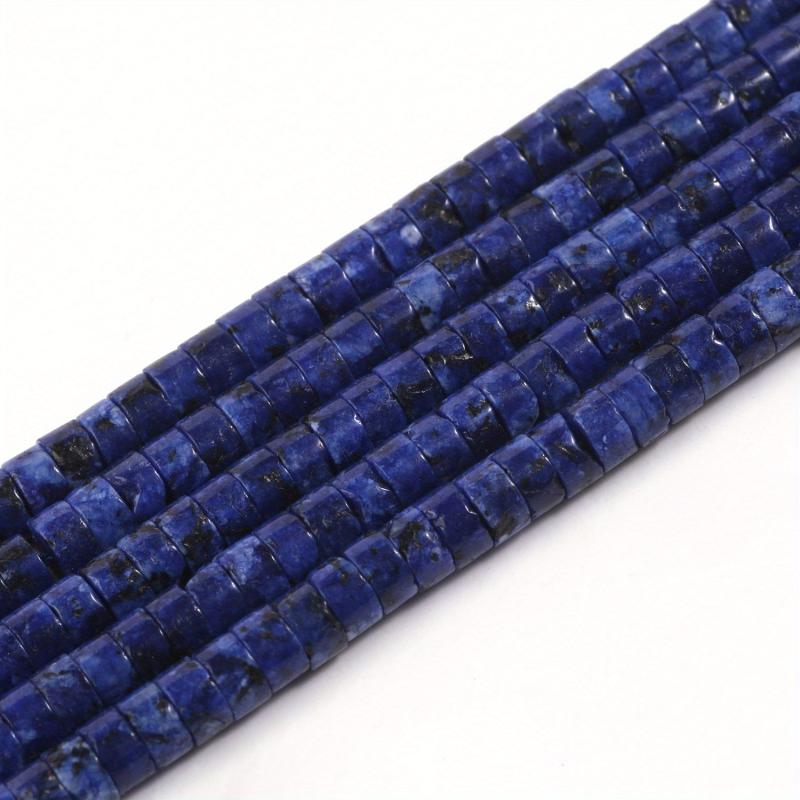 145pcs 2x4mm Lapis Lazuli Stone Cylindrical Beads for Jewelry Making