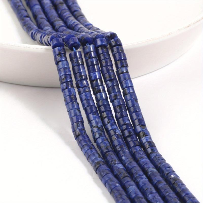 145pcs 2x4mm Lapis Lazuli Stone Cylindrical Beads for Jewelry Making
