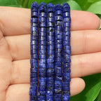 145pcs 2x4mm Lapis Lazuli Stone Cylindrical Beads for Jewelry Making