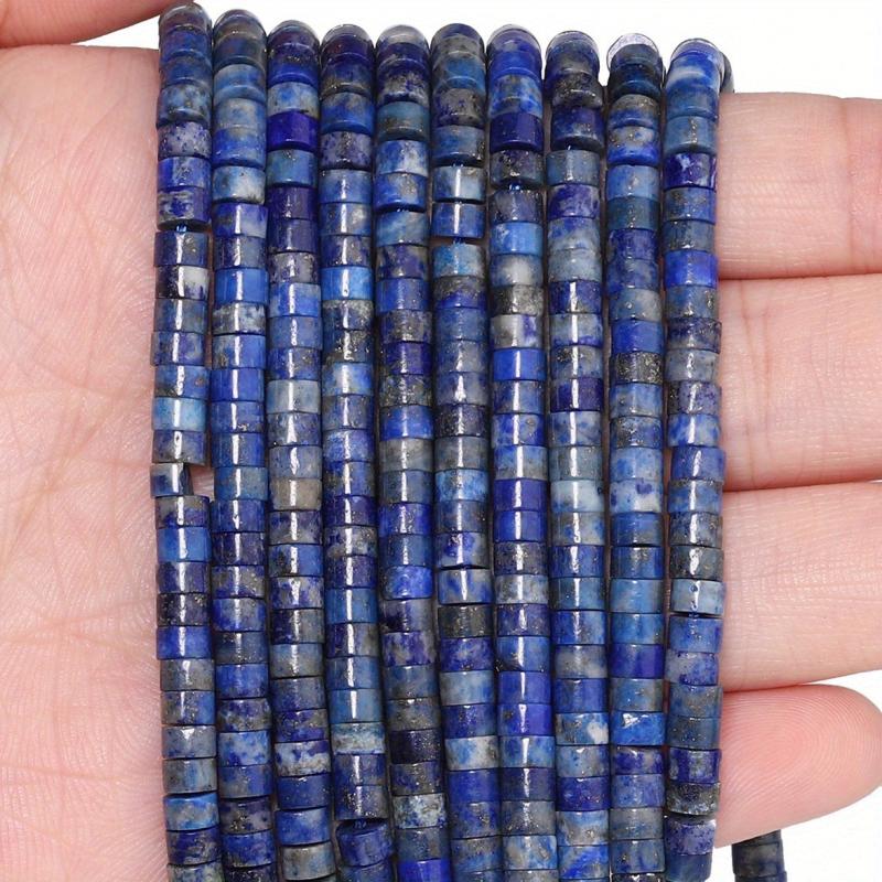 145pcs 2x4mm Lapis Lazuli Stone Cylindrical Beads for Jewelry Making
