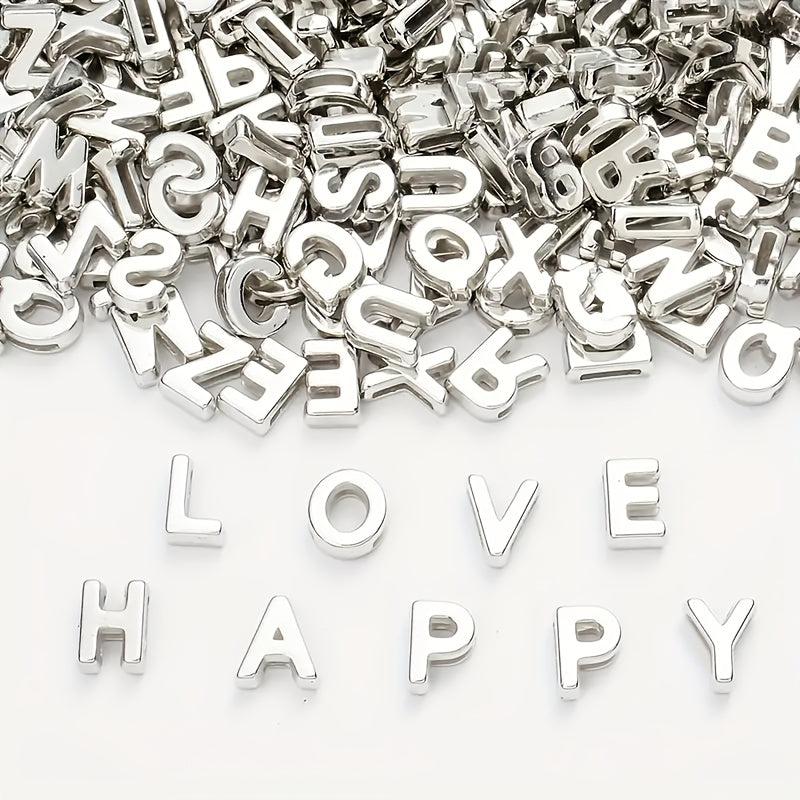 150-300 Mixed Letter Beads Plastic Acrylic Silver Alphabet for DIY Crafts