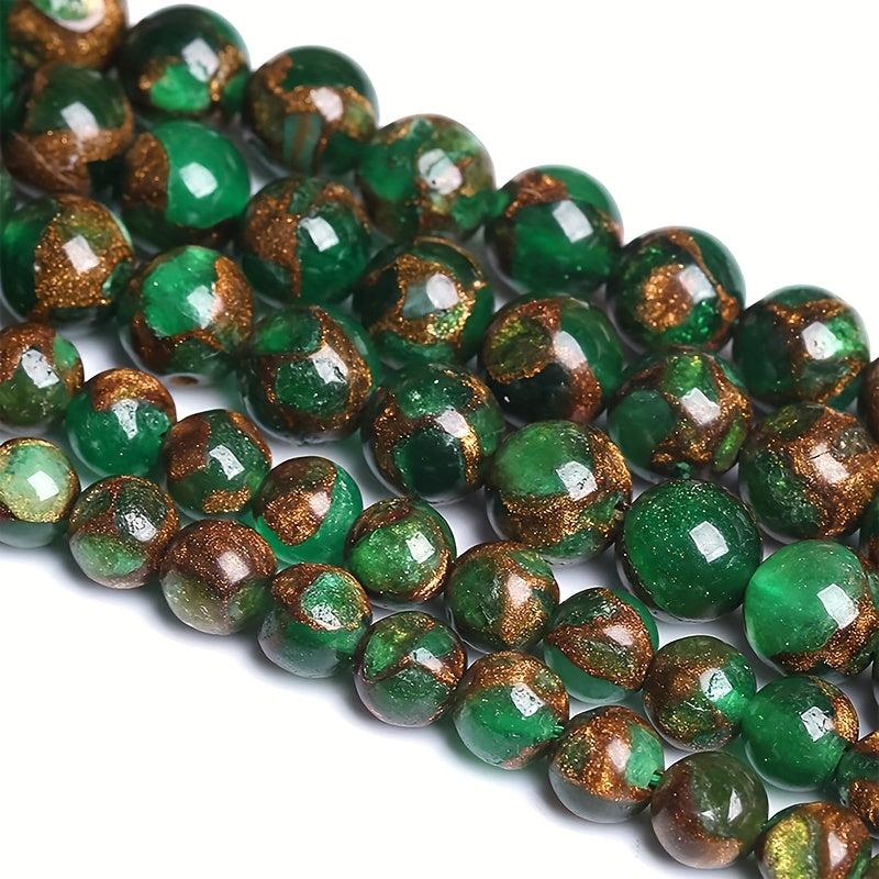 6-8-10MM Green Cloisonne Natural Stone Loose Round Beads