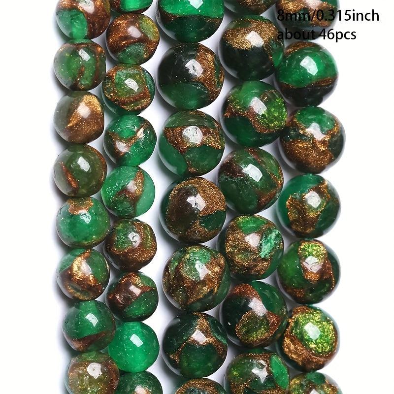 6-8-10MM Green Cloisonne Natural Stone Loose Round Beads