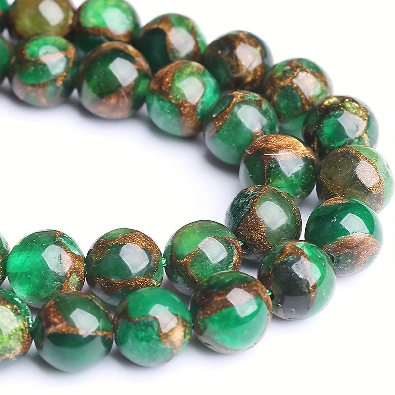 6-8-10MM Green Cloisonne Natural Stone Loose Round Beads