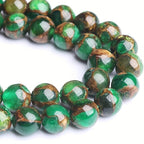 6-8-10MM Green Cloisonne Natural Stone Loose Round Beads