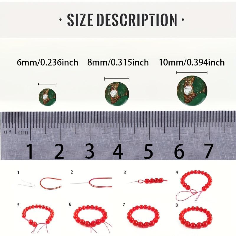 6-8-10MM Green Cloisonne Natural Stone Loose Round Beads