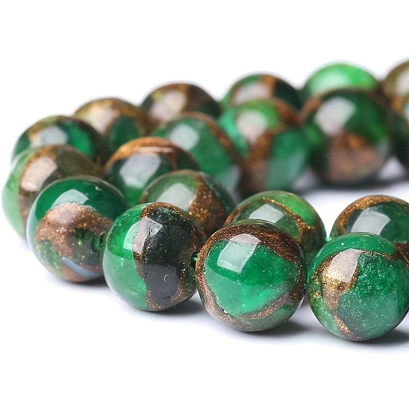 6-8-10MM Green Cloisonne Natural Stone Loose Round Beads