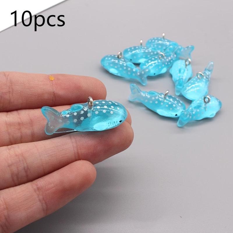 10pcs Whale Shark Charms with Jewelry Findings for DIY Animal Pendant