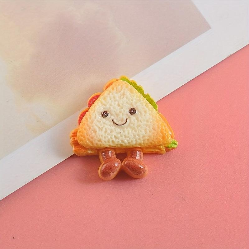 10pcs Resin Food Charms for DIY Crafts Egg Burger Cookie Miniatures