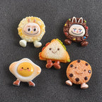 10pcs Resin Food Charms for DIY Crafts Egg Burger Cookie Miniatures