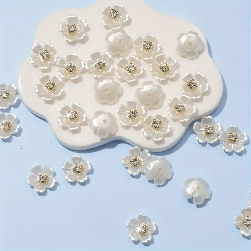 12mm Floral Beads with Center Lightweight Acrylic Bohemian Beads