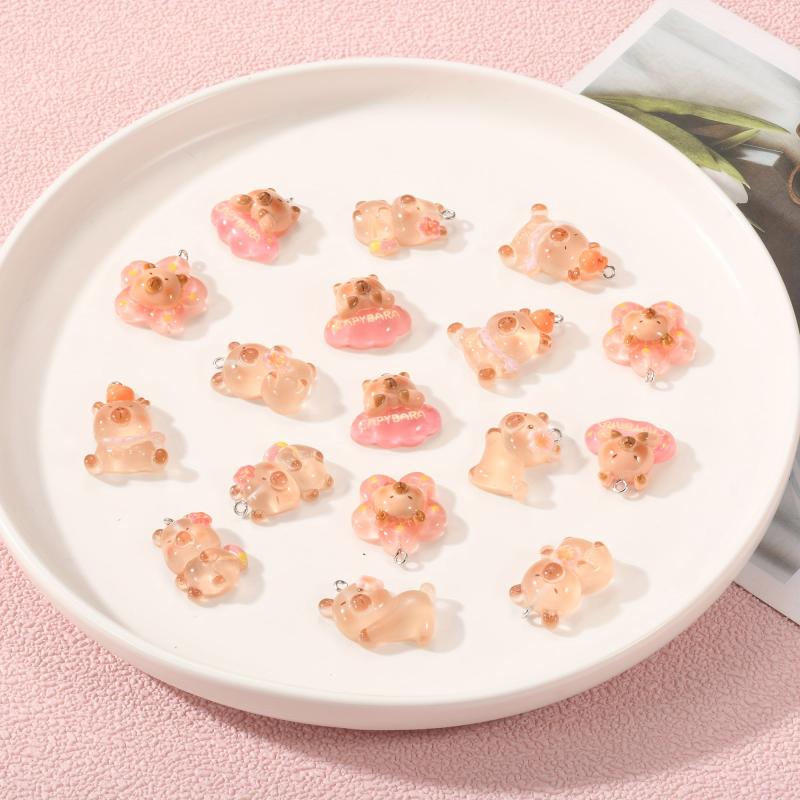 12pcs Glow in the Dark Capybara Pendant for DIY Jewelry Making