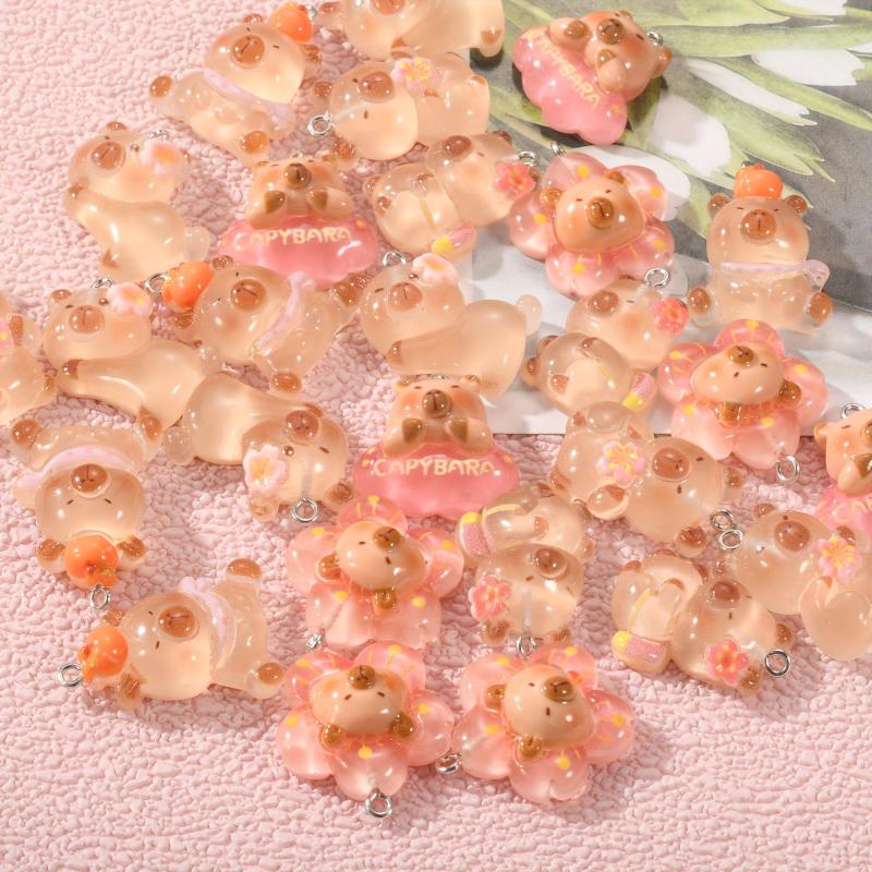 12pcs Glow in the Dark Capybara Pendant for DIY Jewelry Making