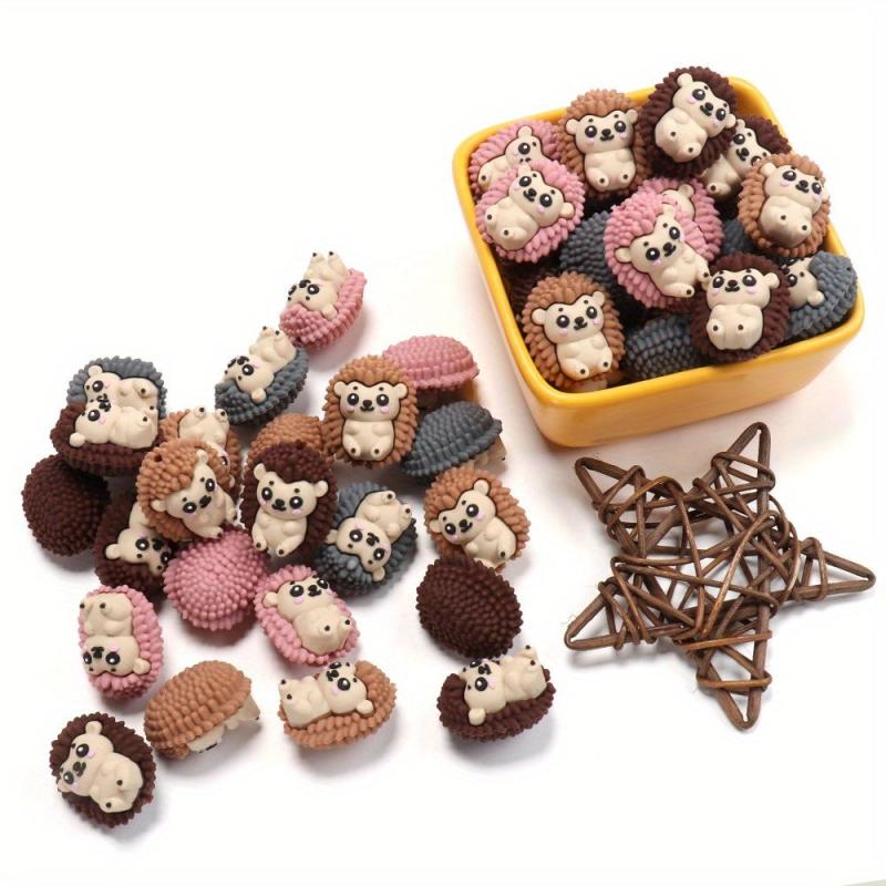 12pcs Hedgehog Silicone Beads for DIY Jewelry & Crafts