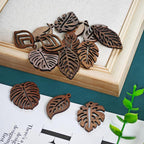 12pcs Bohemian Leaf Wooden Charms for Jewelry Making and Decoration