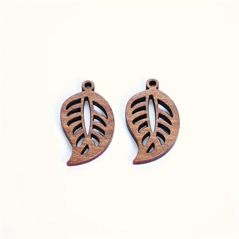 12pcs Bohemian Leaf Wooden Charms for Jewelry Making and Decoration