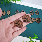 12pcs Bohemian Leaf Wooden Charms for Jewelry Making and Decoration