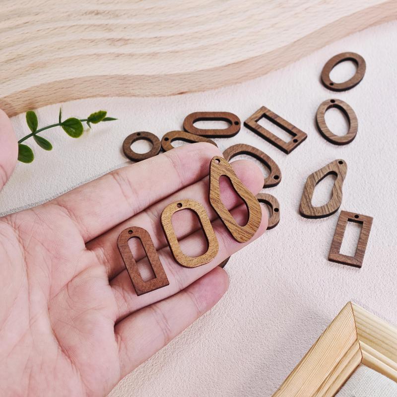 12pcs 16pcs Geometric Walnut Earrings Pendant DIY Jewelry Making Set