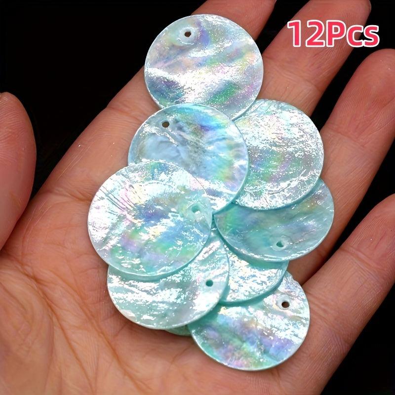 12pcs Mother of Pearl Shell Discs Reflective for DIY Jewelry