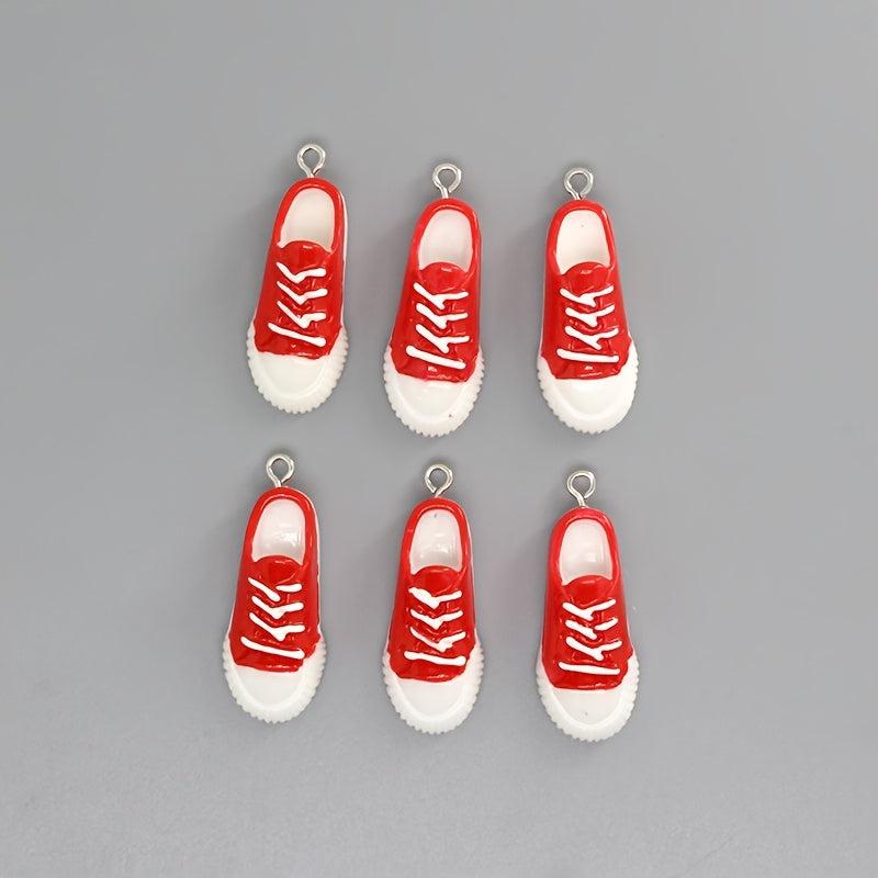 10pcs Red Sports Shoes Charms Resin Pendants for DIY Jewelry Making