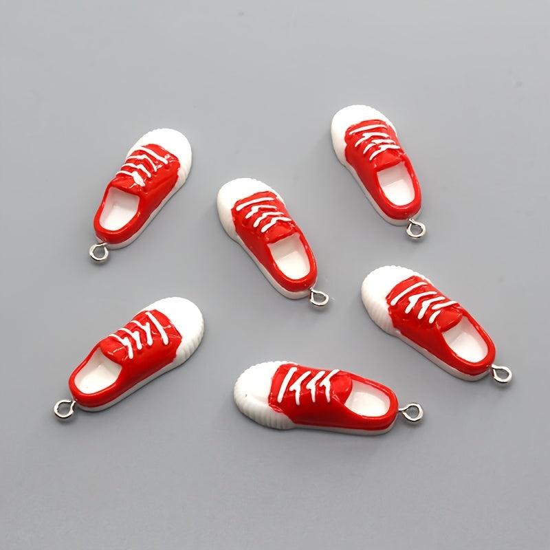 10pcs Red Sports Shoes Charms Resin Pendants for DIY Jewelry Making