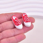 10pcs Red Sports Shoes Charms Resin Pendants for DIY Jewelry Making