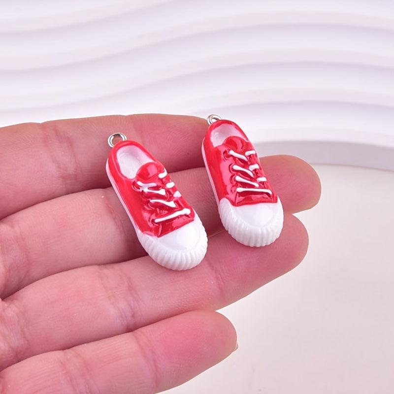 10pcs Red Sports Shoes Charms Resin Pendants for DIY Jewelry Making