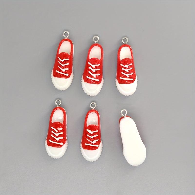 10pcs Red Sports Shoes Charms Resin Pendants for DIY Jewelry Making