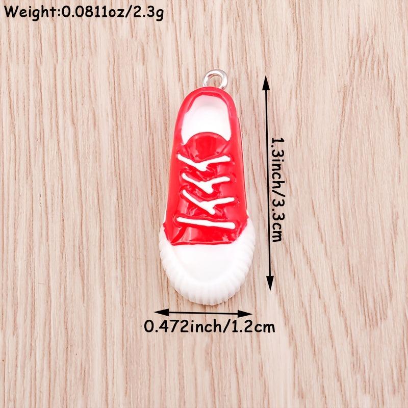 10pcs Red Sports Shoes Charms Resin Pendants for DIY Jewelry Making
