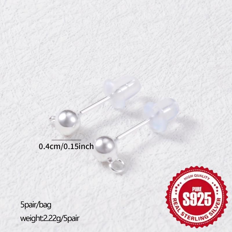 10pcs S925 Silvery Ball Jump Rings Earring Studs DIY Jewelry Making Pack