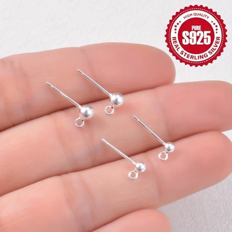 10pcs S925 Silvery Ball Jump Rings Earring Studs DIY Jewelry Making Pack