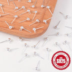 10pcs S925 Silvery Ball Jump Rings Earring Studs DIY Jewelry Making Pack