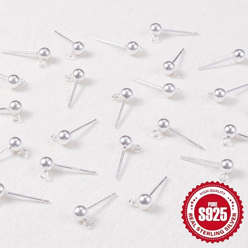 10pcs S925 Silvery Ball Jump Rings Earring Studs DIY Jewelry Making Pack