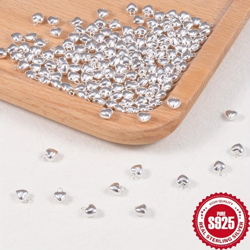 10pcs S925 Sterling Silver Heart Pendant for DIY Jewelry Making