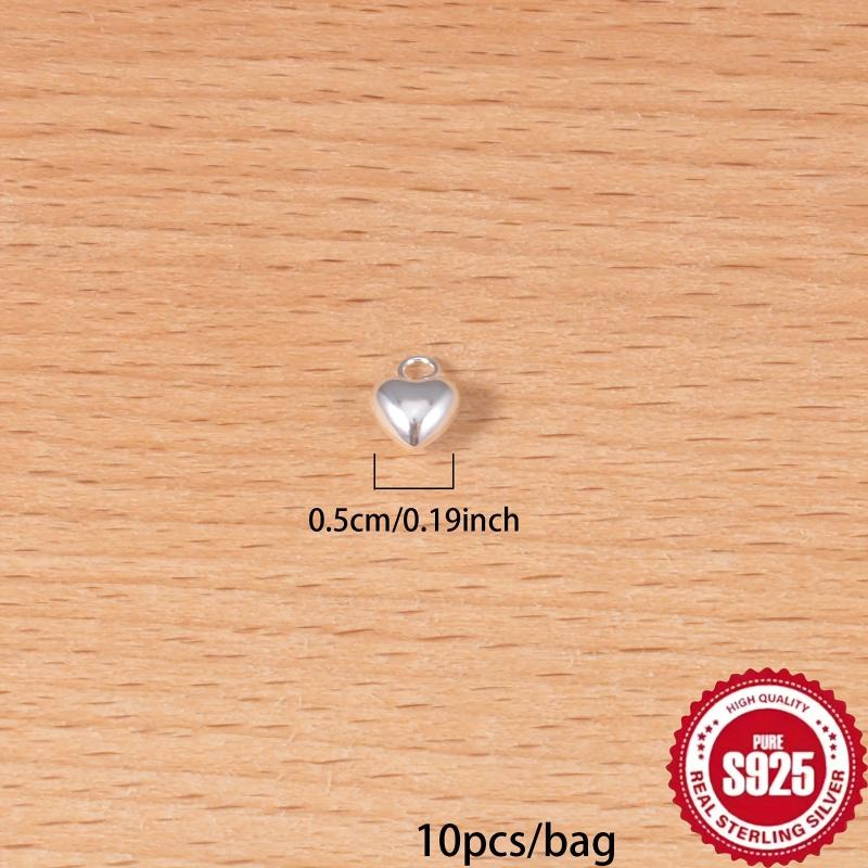 10pcs S925 Sterling Silver Heart Pendant for DIY Jewelry Making