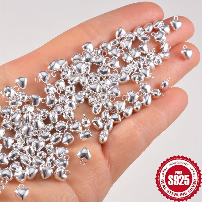 10pcs S925 Sterling Silver Heart Pendant for DIY Jewelry Making