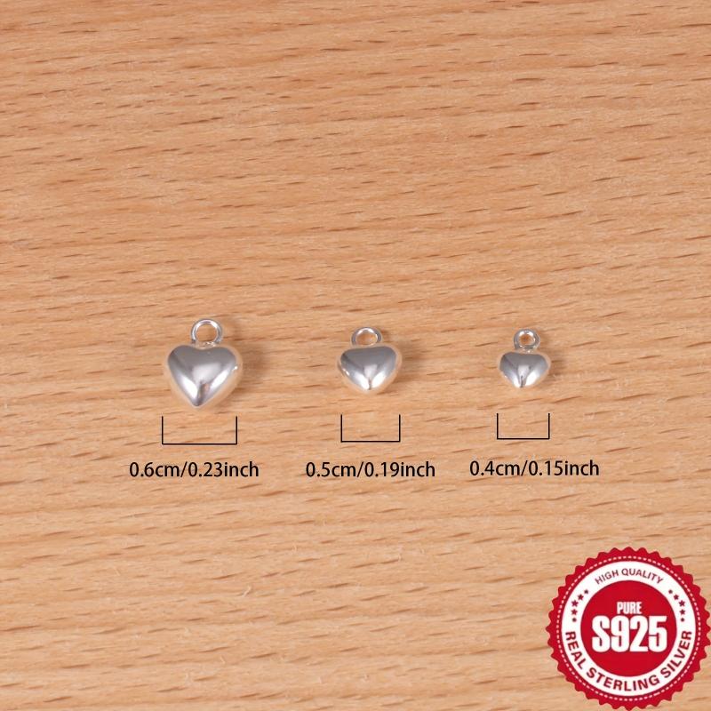 10pcs S925 Sterling Silver Heart Pendant for DIY Jewelry Making