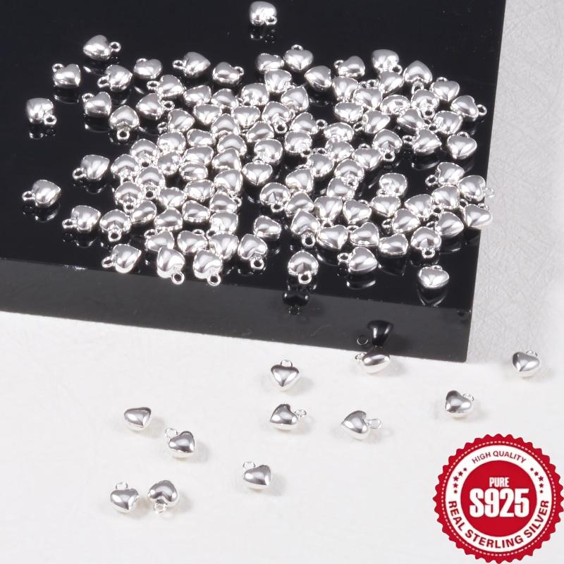 10pcs S925 Sterling Silver Heart Pendant for DIY Jewelry Making