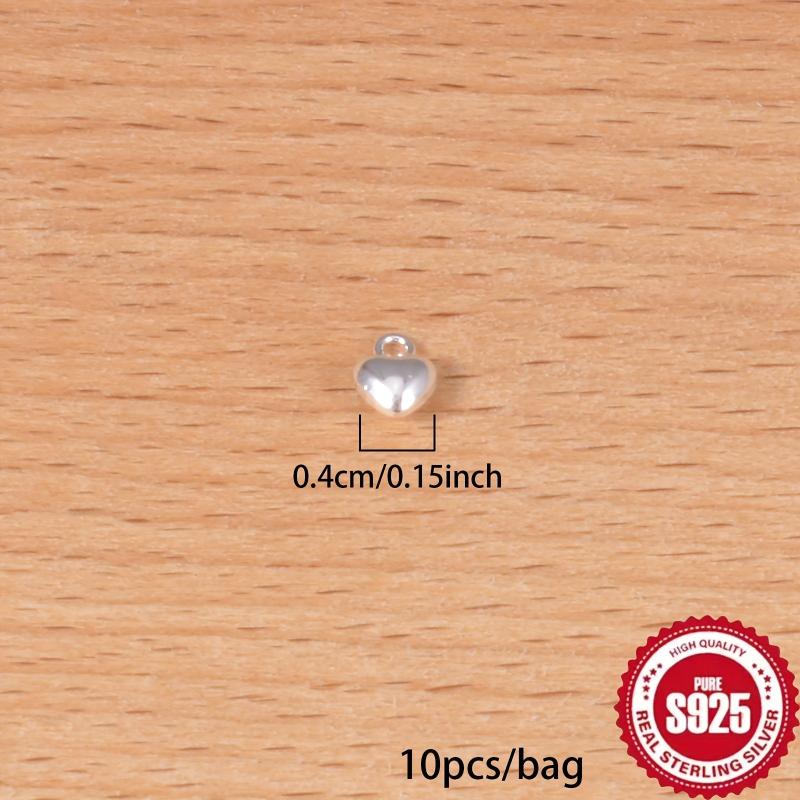 10pcs S925 Sterling Silver Heart Pendant for DIY Jewelry Making