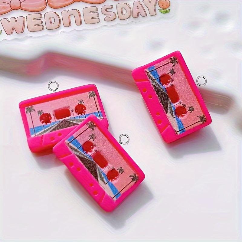 10pcs Retro Cassette Tape Resin Charms DIY Jewelry & Keychains
