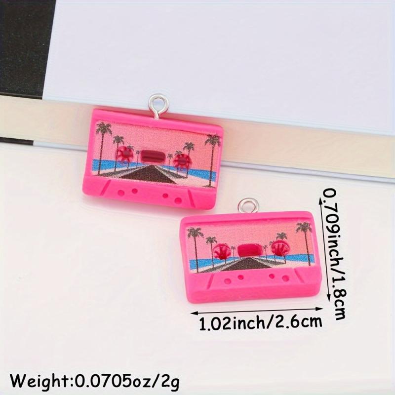 10pcs Retro Cassette Tape Resin Charms DIY Jewelry & Keychains