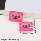 10pcs Retro Cassette Tape Resin Charms DIY Jewelry & Keychains