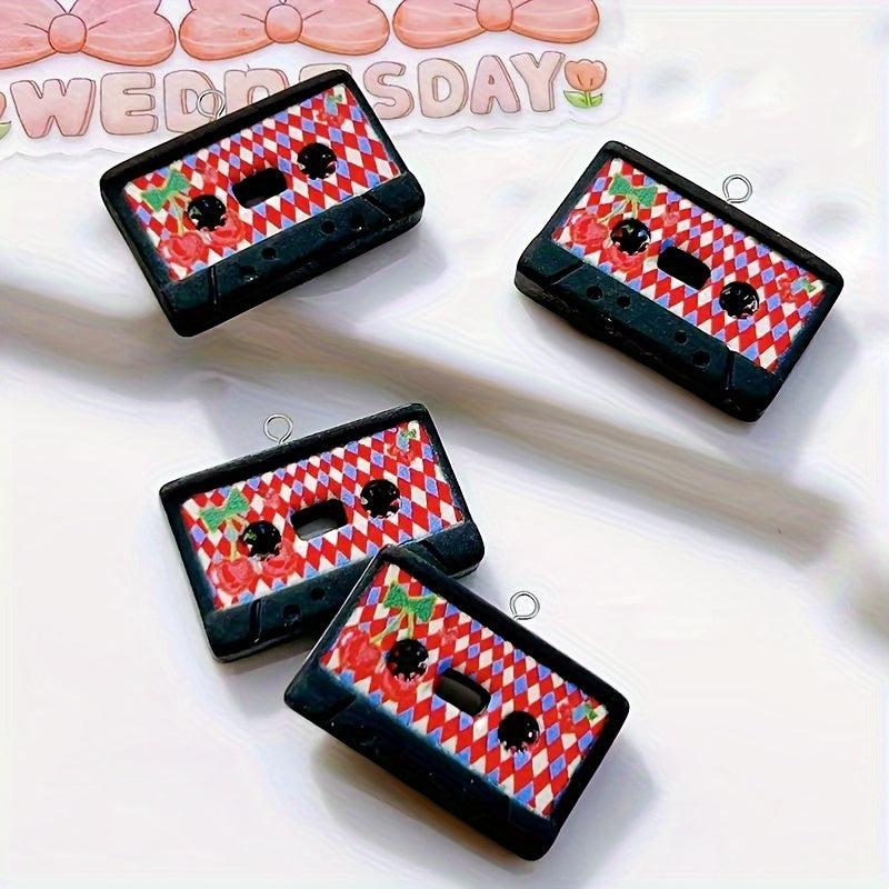 10pcs Retro Cassette Tape Resin Charms DIY Jewelry & Keychains